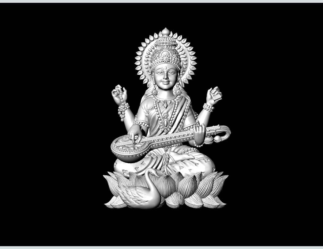 Saraswati-Mata 3D-Print Model No2 -Jewelery Murti- 3D print model_10