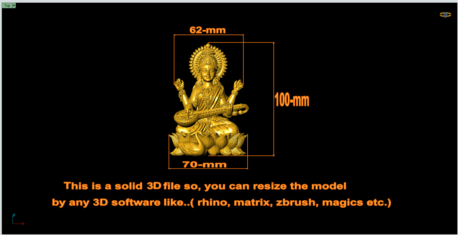 Saraswati-Mata 3D-Print Model No2 -Jewelery Murti- 3D print model_1