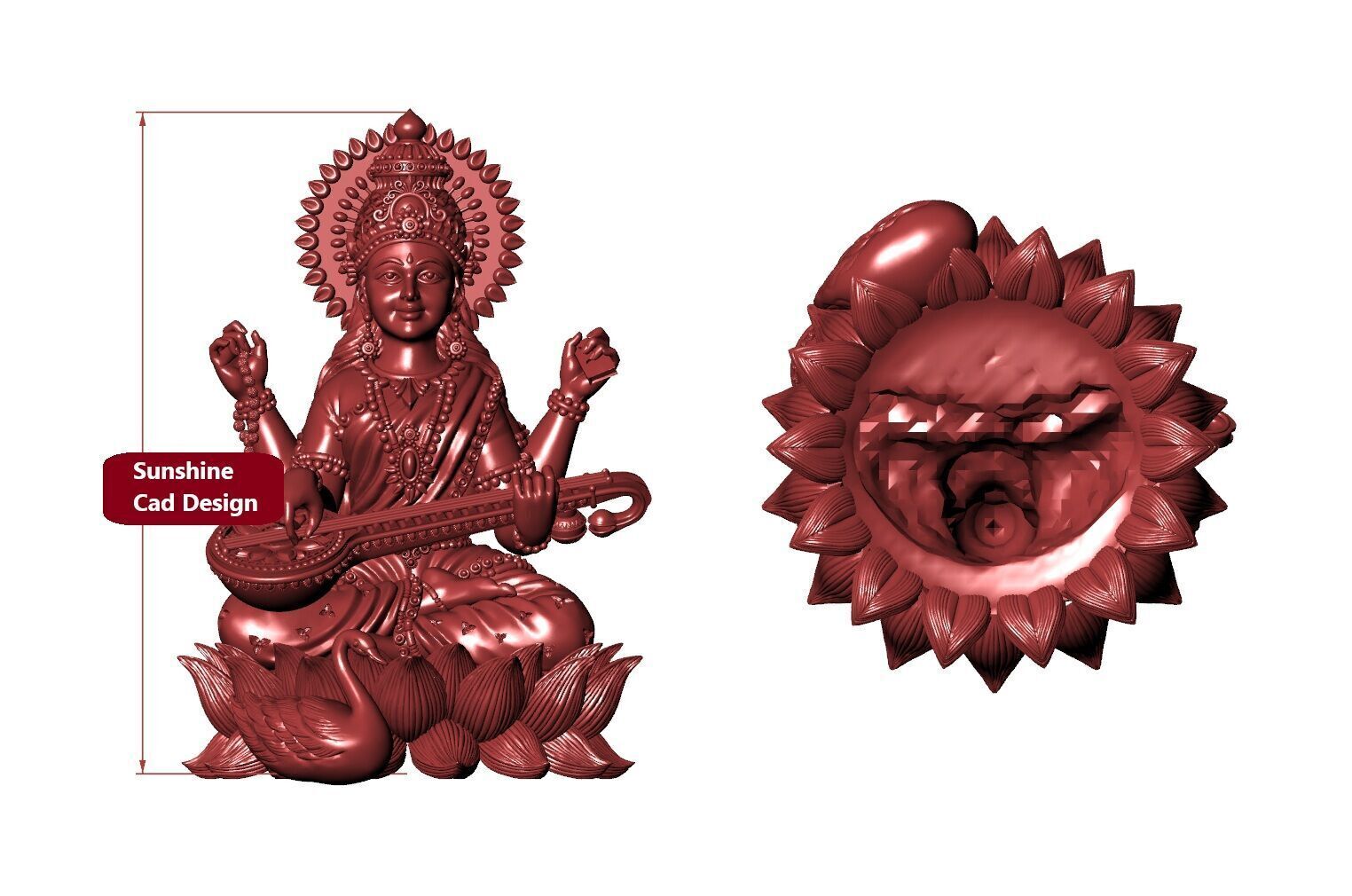 Saraswati-Mata 3D-Print Model No2 -Jewelery Murti- 3D print model_13