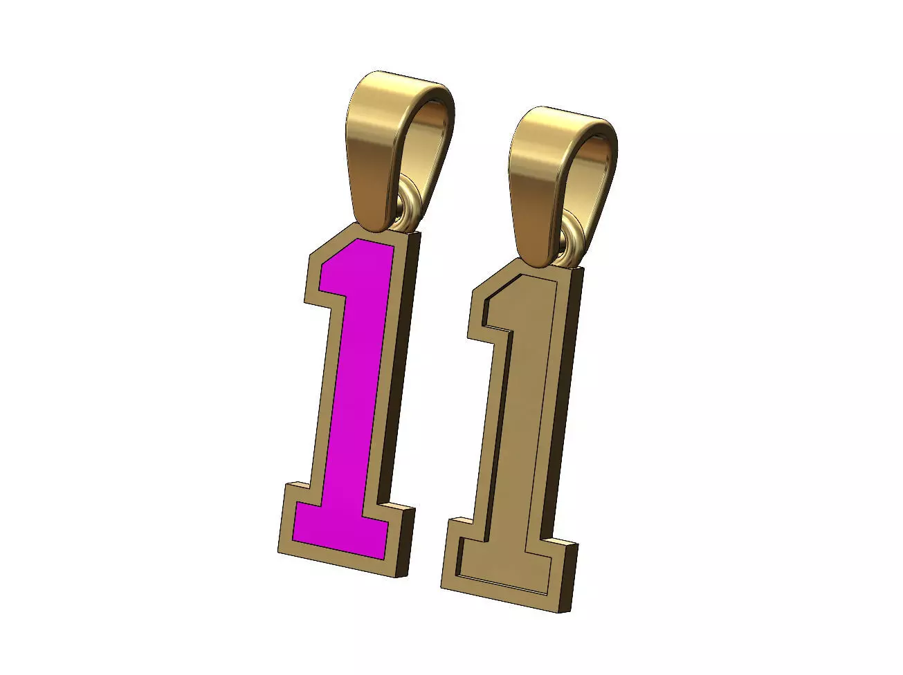 NBA font enamel stepped number 1 pendant charm with bail 3D print model