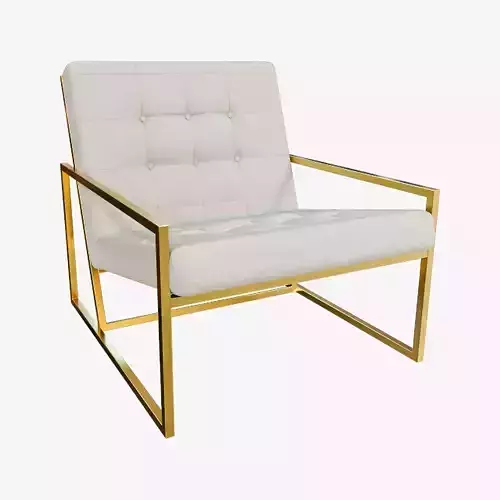 Modern Luxury Chair - Gold Metal and White Leather