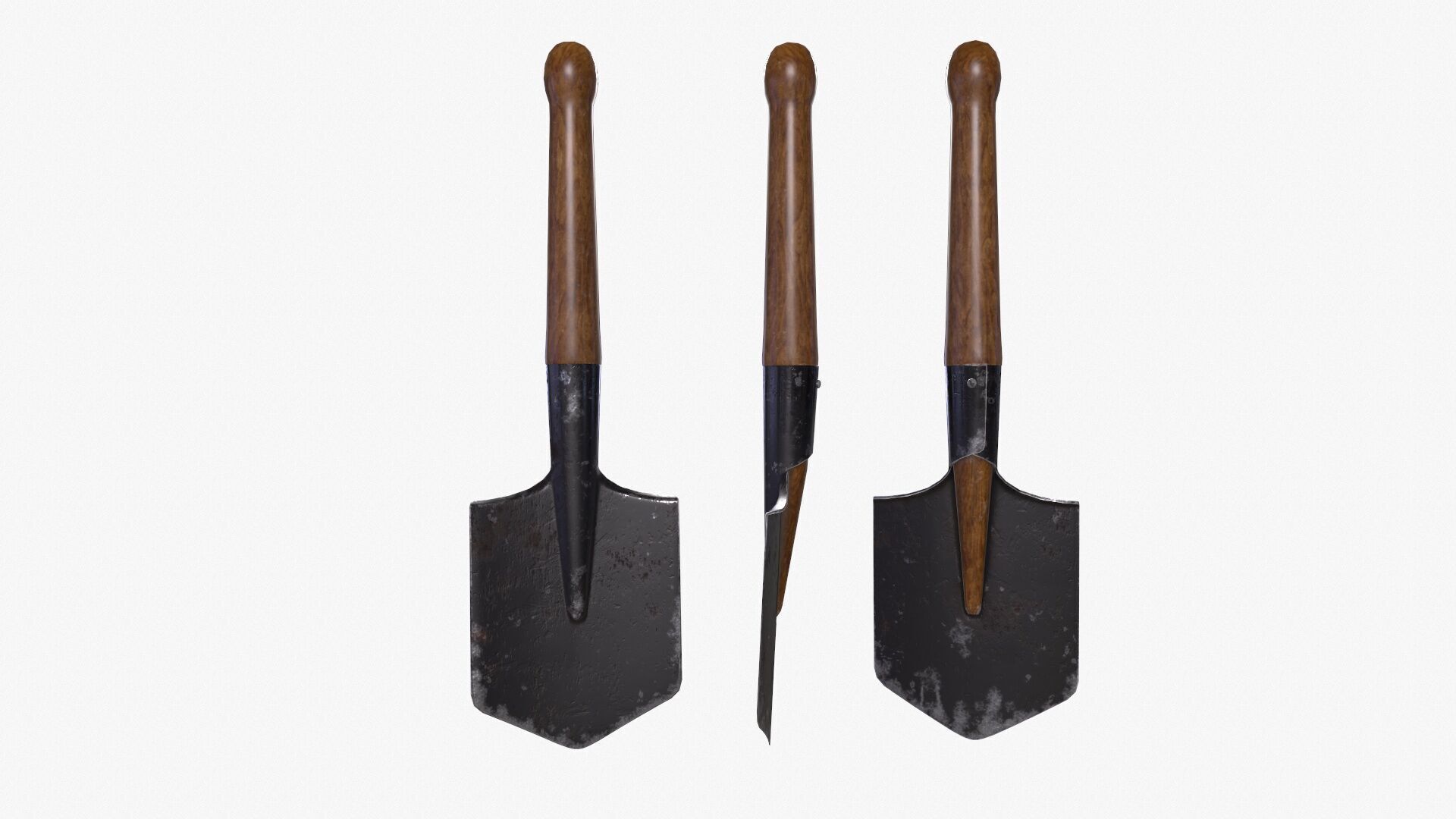 Short shovel Low-poly 3D model_3