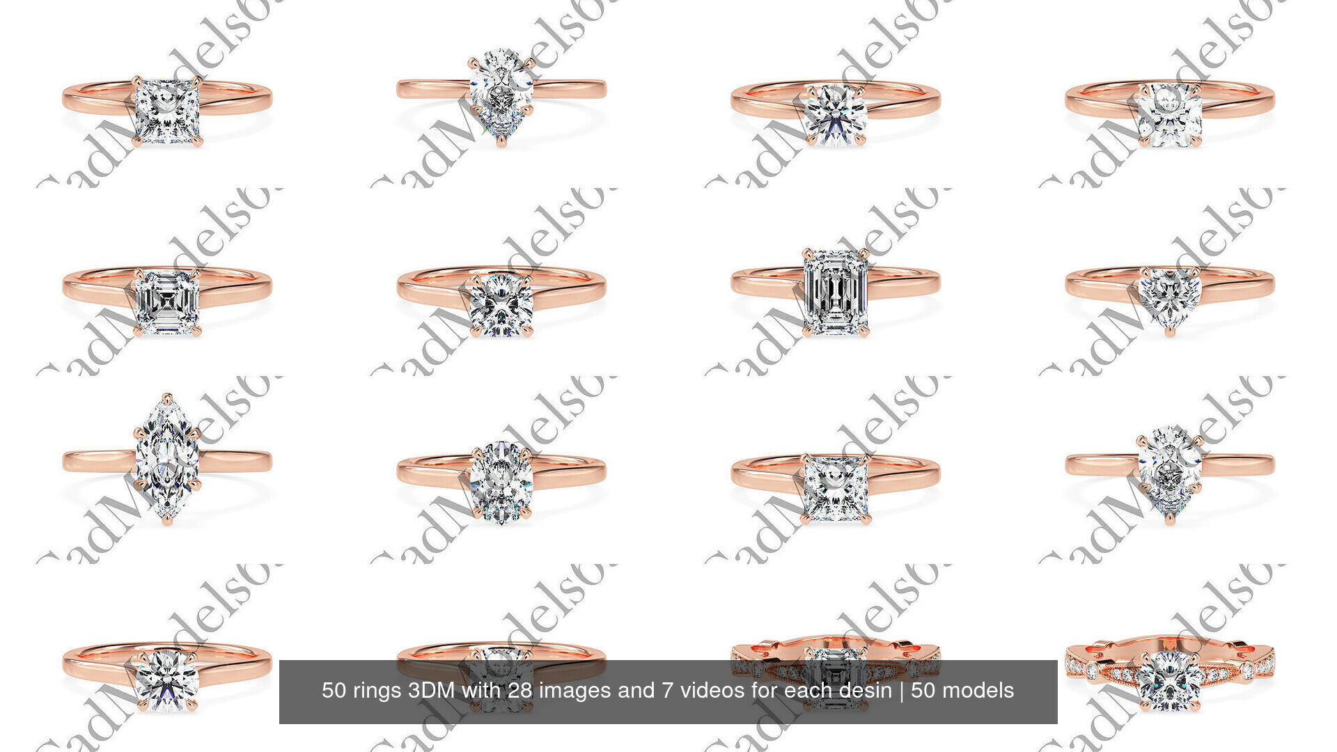 50 rings 3DM with 28 images and 7 videos for each desin 3D Model Collection_1