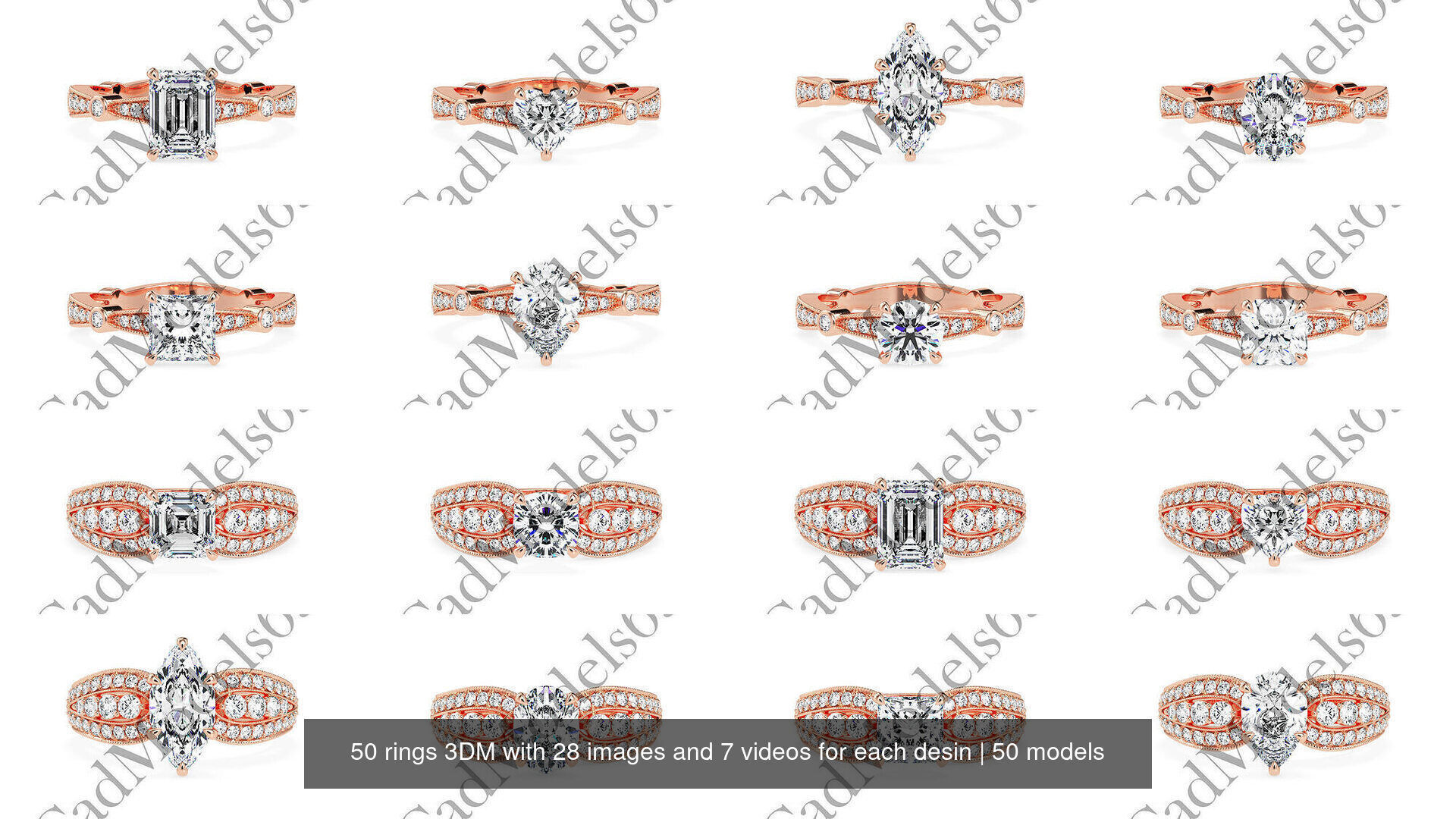 50 rings 3DM with 28 images and 7 videos for each desin 3D Model Collection_2
