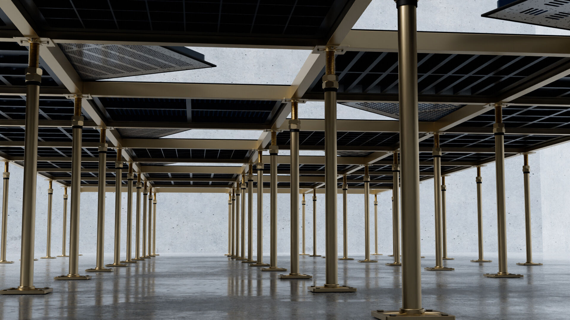 Raised or Access Floor Solid Panel with Perforated Panel set 3D model_25