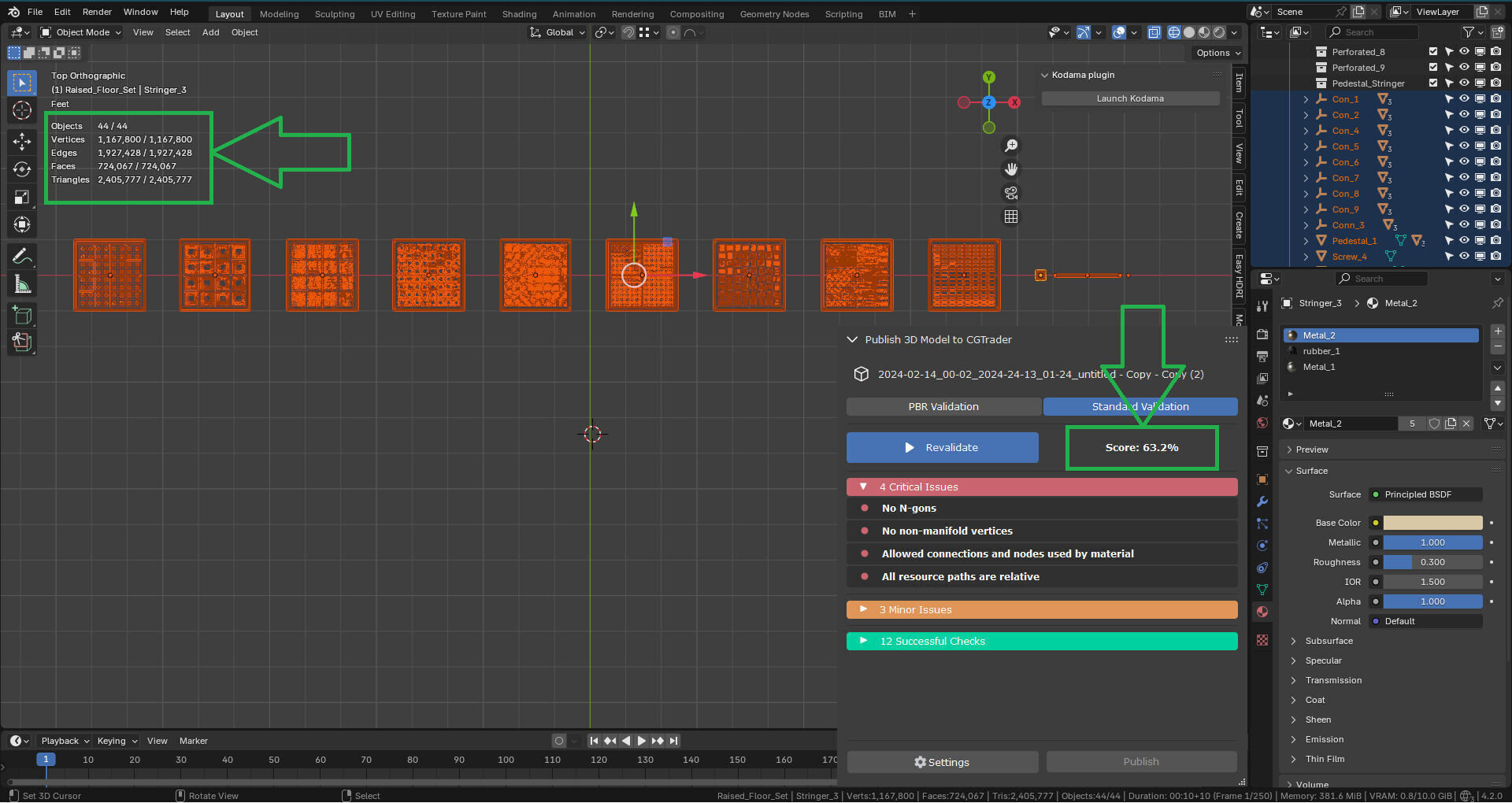 Raised or Access Floor Solid Panel with Perforated Panel set 3D model_6