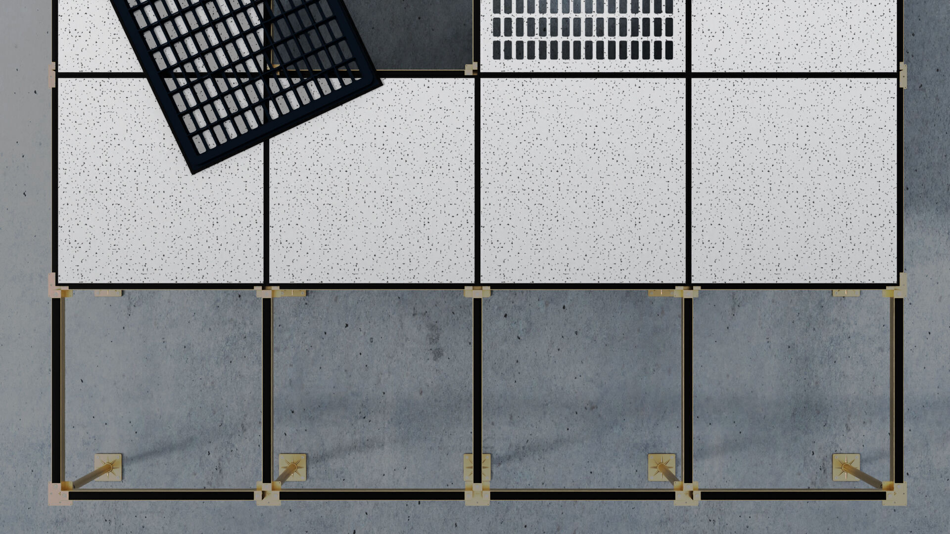 Raised or Access Floor Solid Panel with Perforated Panel set 3D model_12