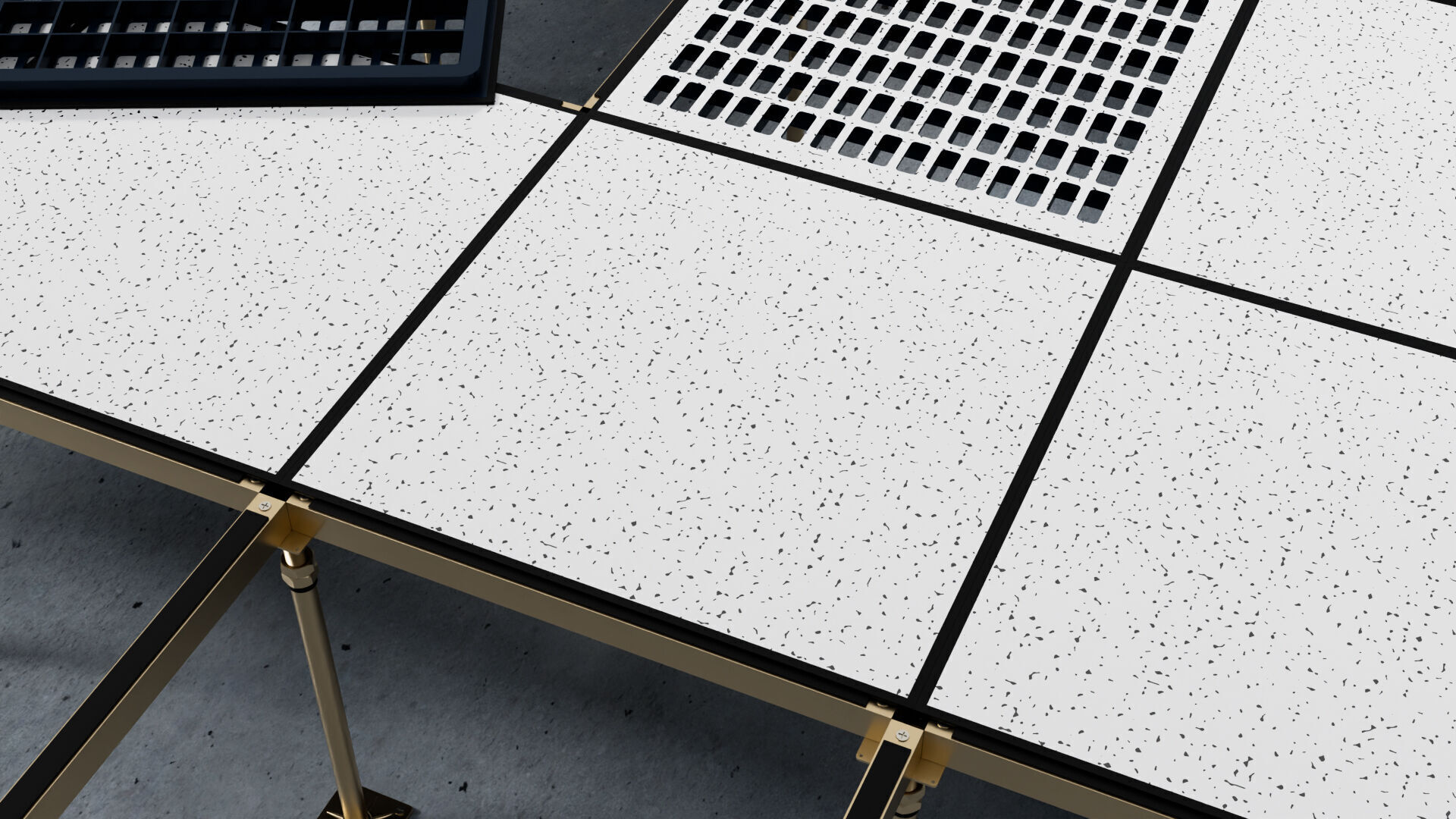 Raised or Access Floor Solid Panel with Perforated Panel set 3D model_15