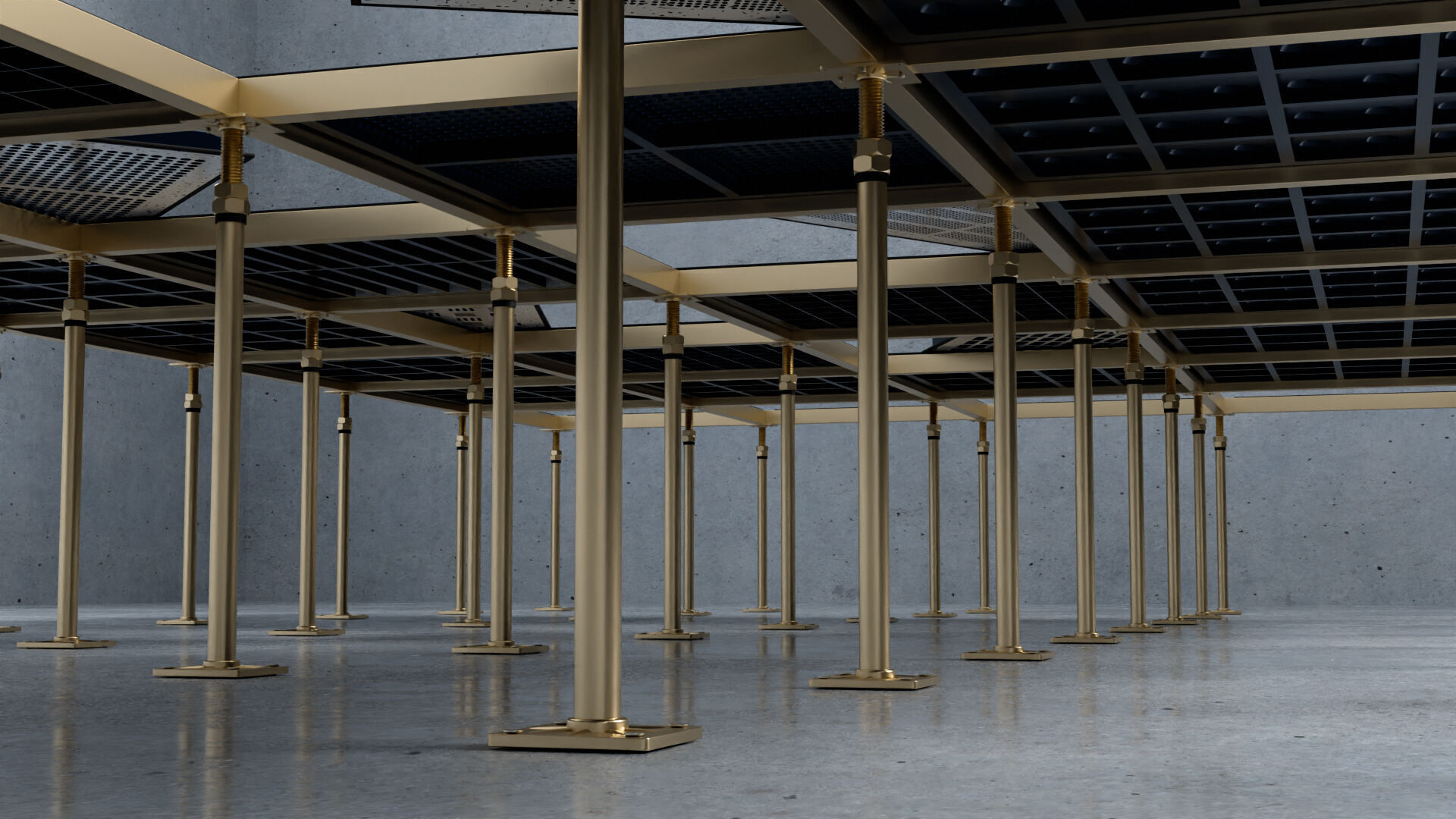 Raised or Access Floor Solid Panel with Perforated Panel set 3D model_3