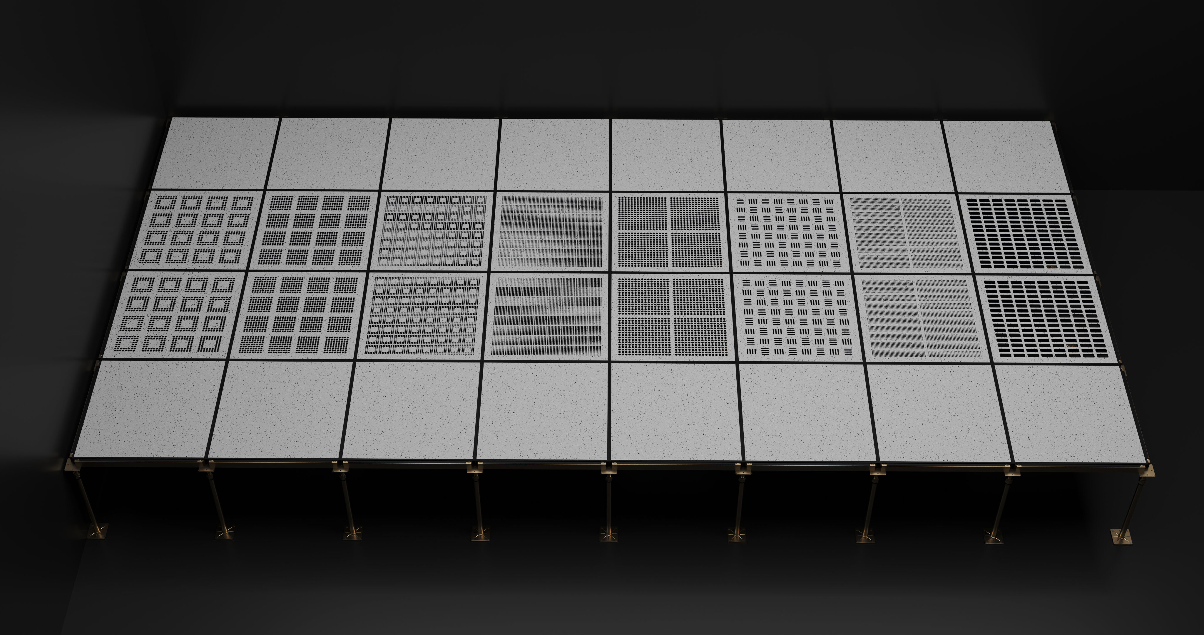 Raised or Access Floor Solid Panel with Perforated Panel set 3D model_2