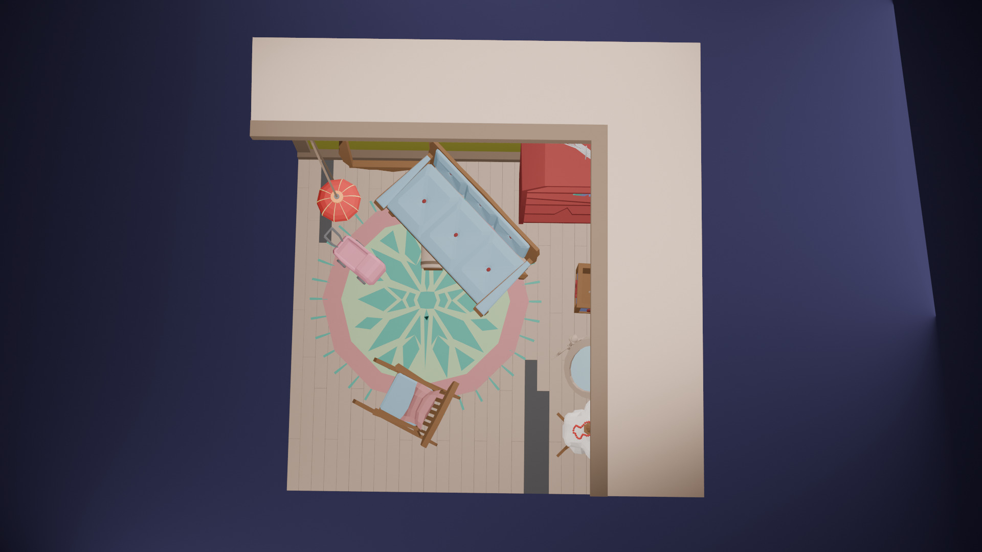 Low-Poly Eerie Haunted Room Interior Scene 3D Model Low-poly 3D model_3