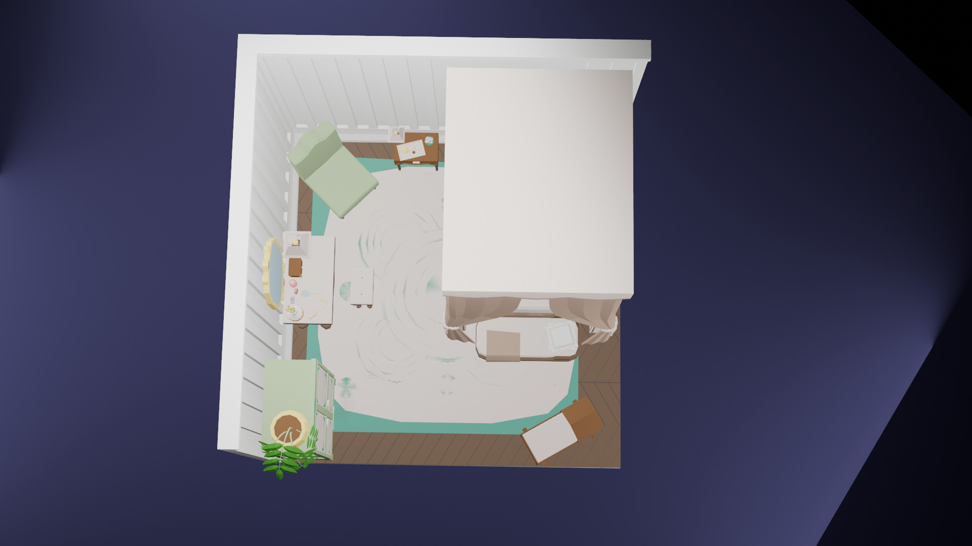 Low-Poly Elegant Bedroom Interior Scene 3D Model Low-poly 3D model_3