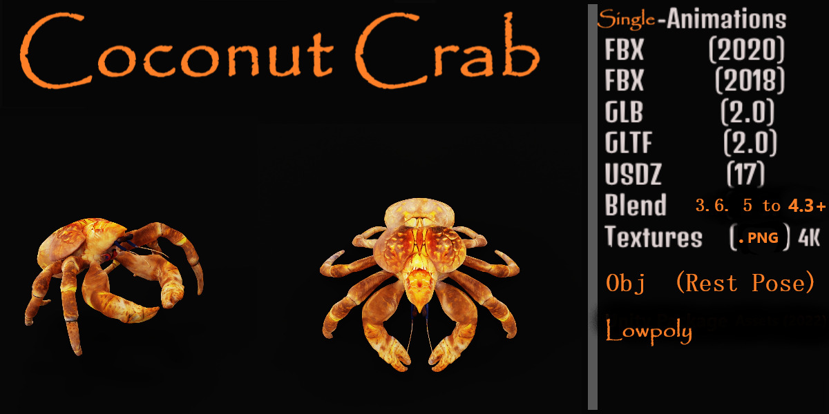 Coconut Crab Low-poly 3D model_2