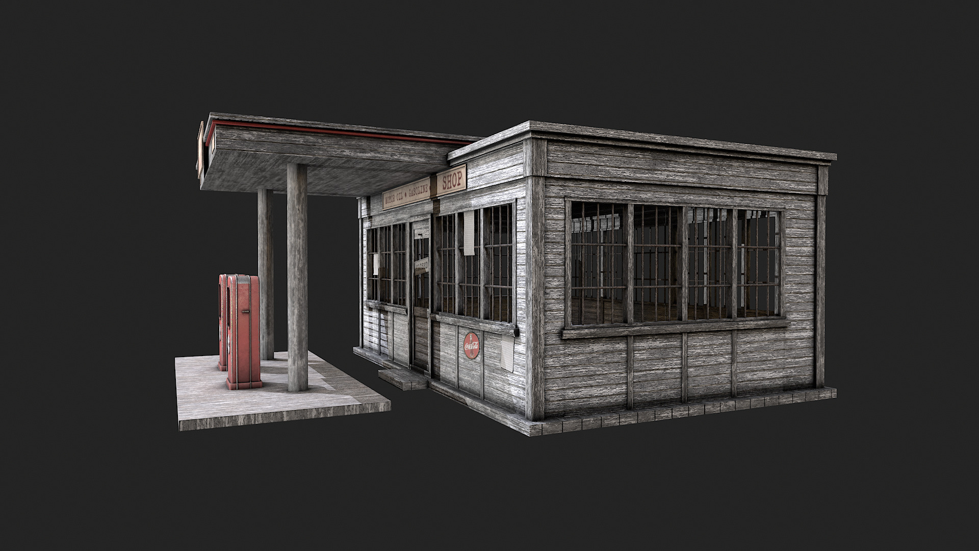 Old Abandoned Gas Station Low Poly PBR  Low-poly 3D model_9