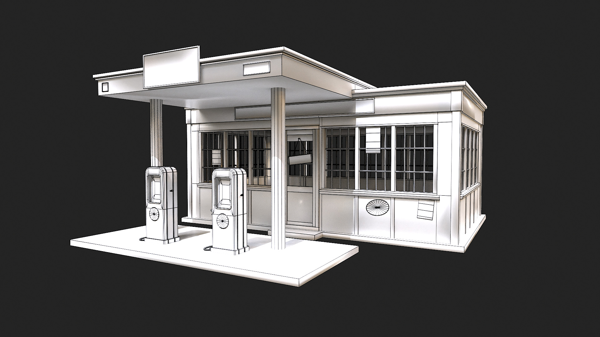 Old Abandoned Gas Station Low Poly PBR  Low-poly 3D model_11