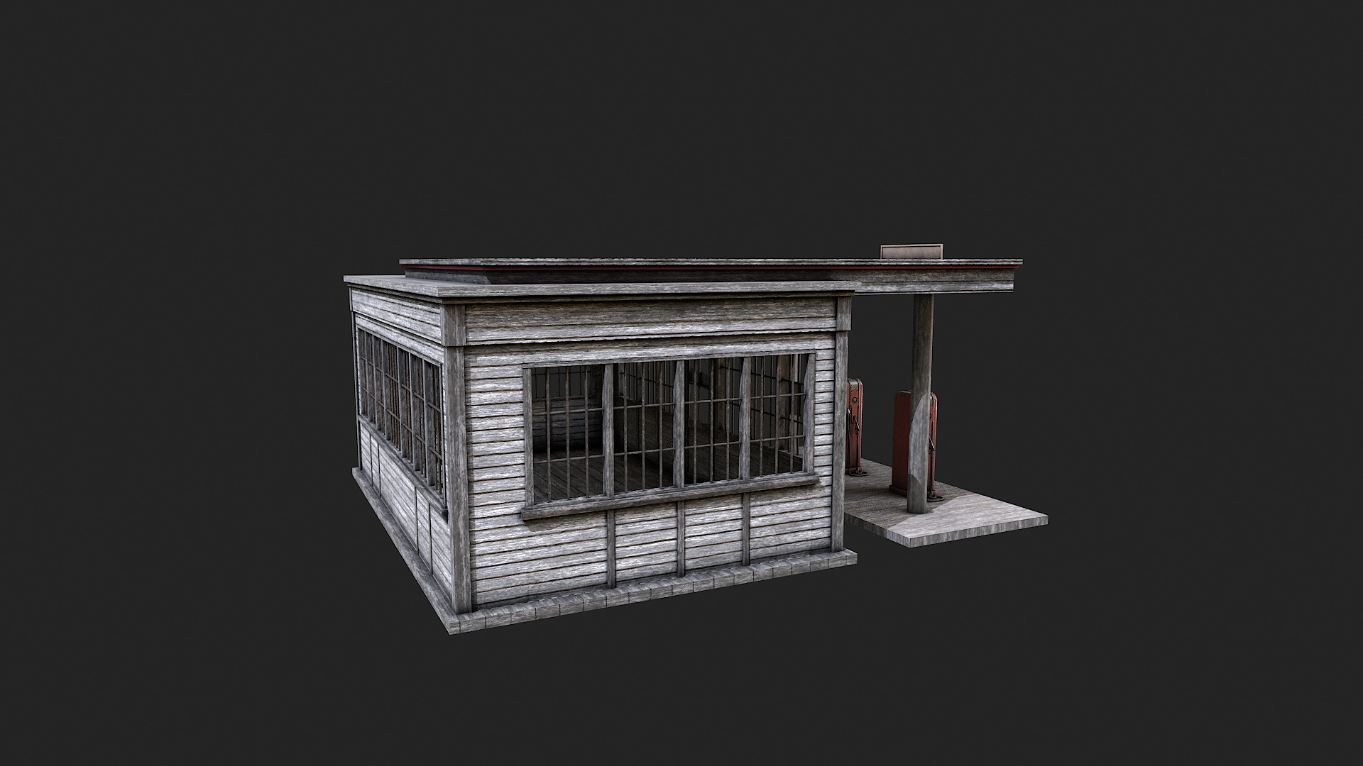 Old Abandoned Gas Station Low Poly PBR  Low-poly 3D model_2