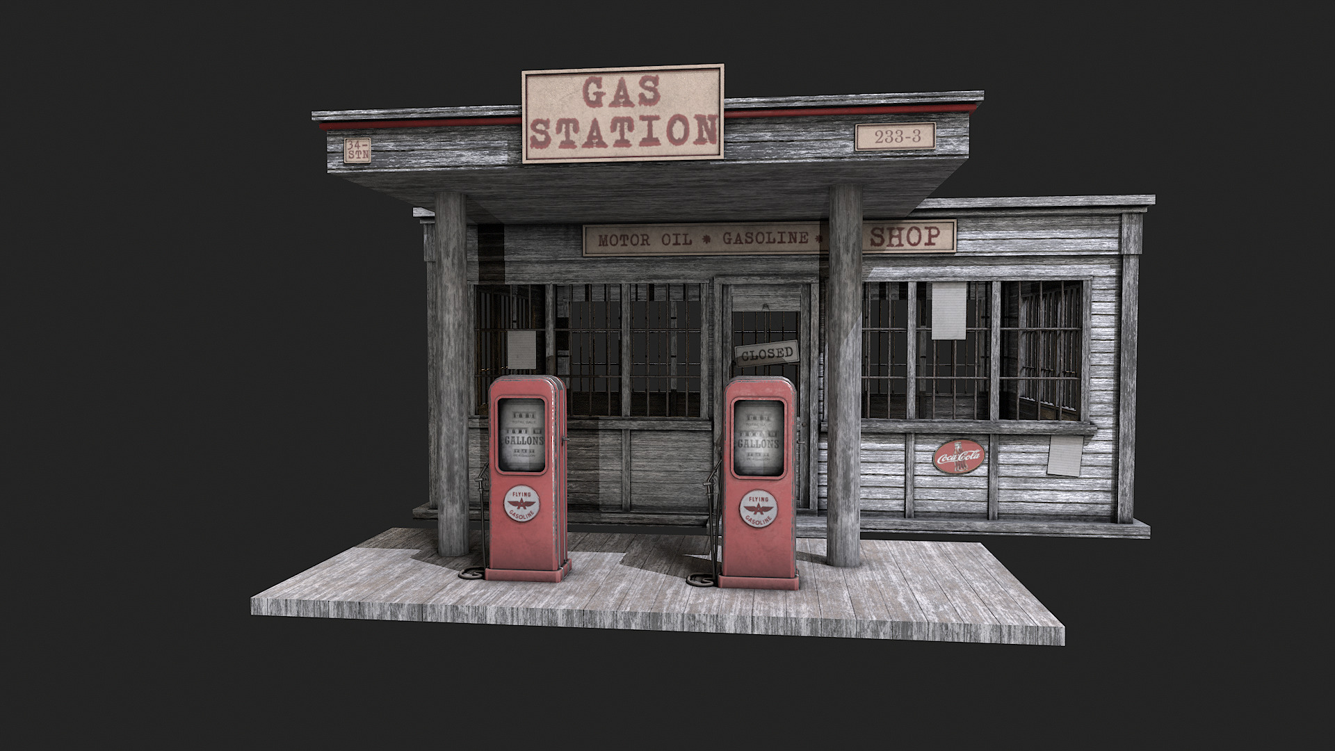 Old Abandoned Gas Station Low Poly PBR  Low-poly 3D model_5