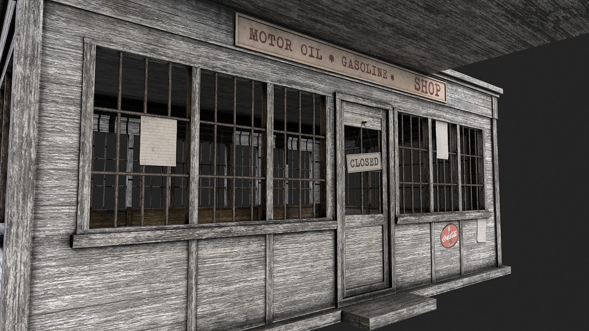 Old Abandoned Gas Station Low Poly PBR  Low-poly 3D model_8