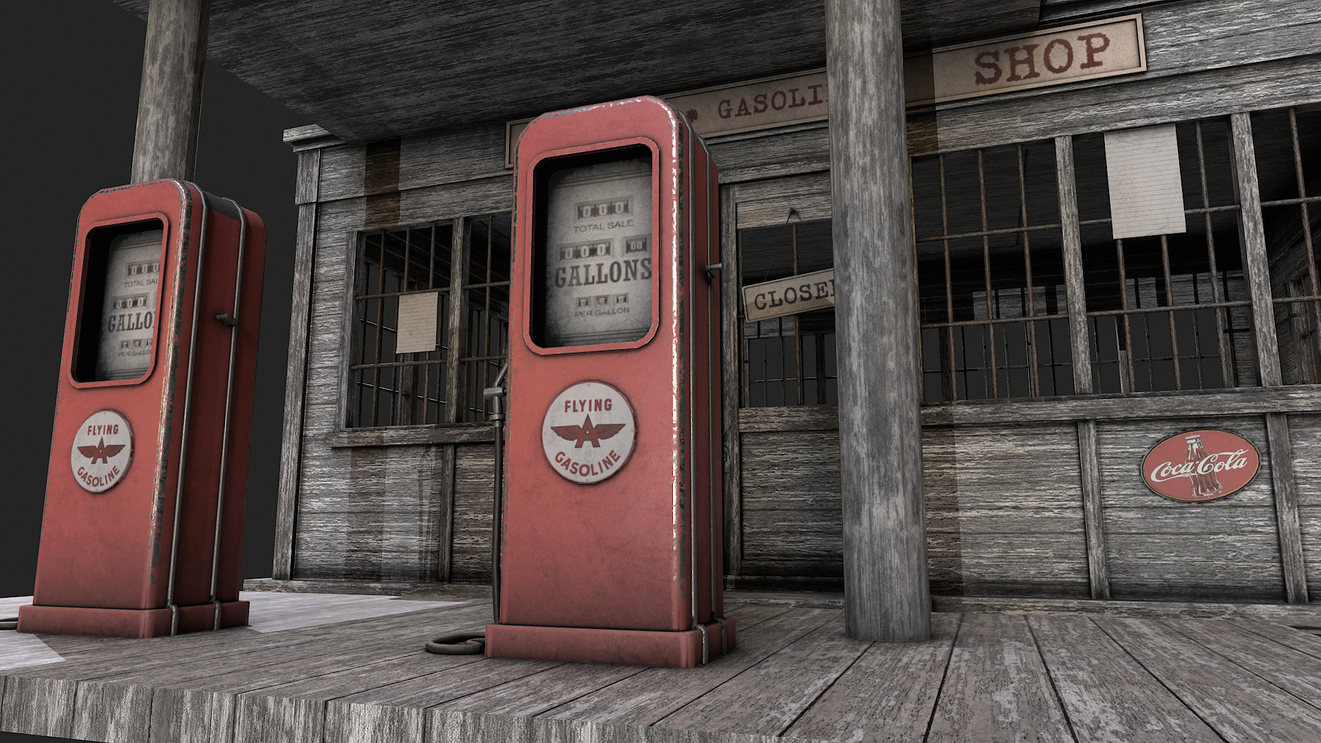 Old Abandoned Gas Station Low Poly PBR  Low-poly 3D model_6