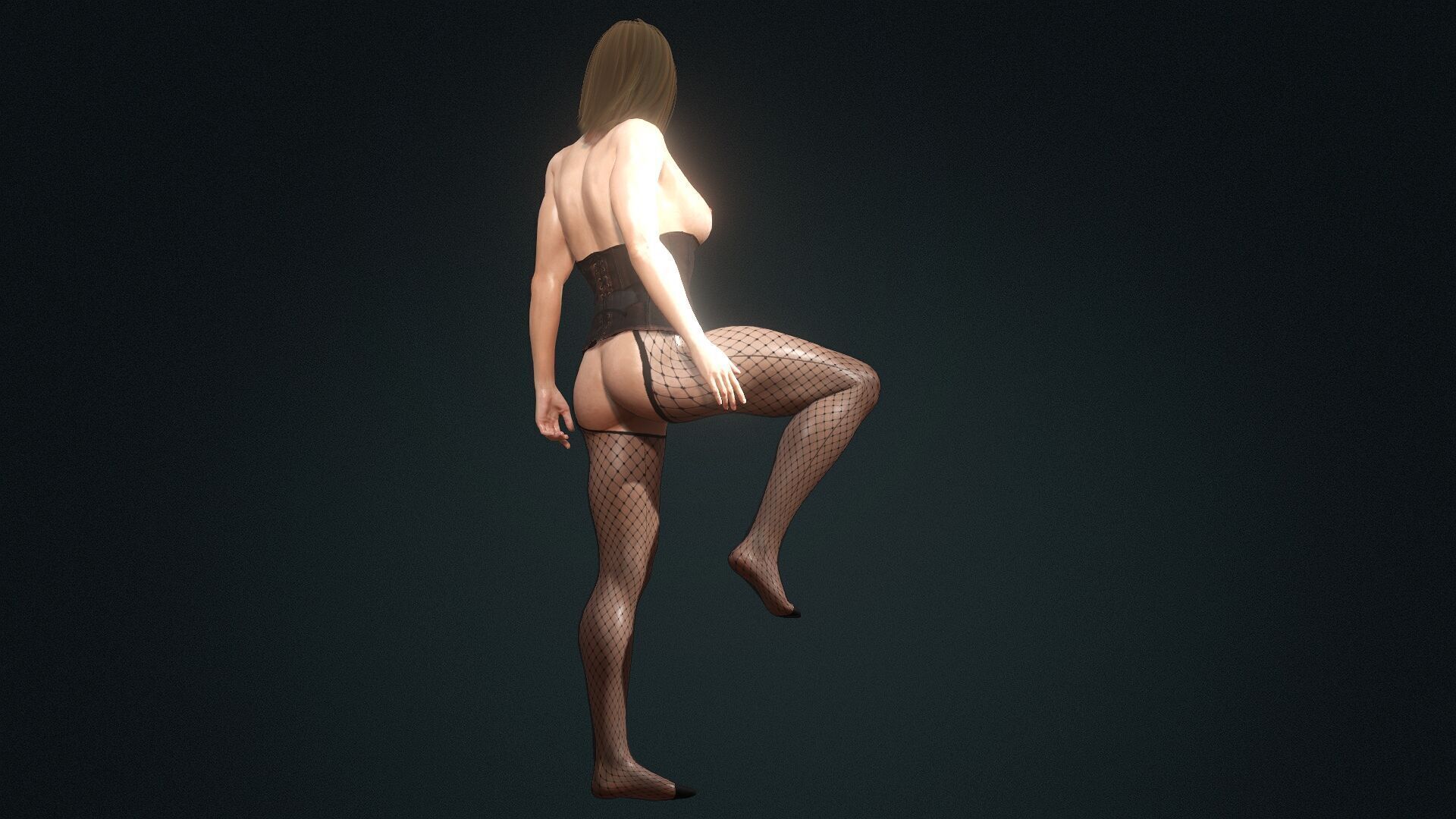 Hairy Naked Woman in Stockings  Low-poly 3D model_9