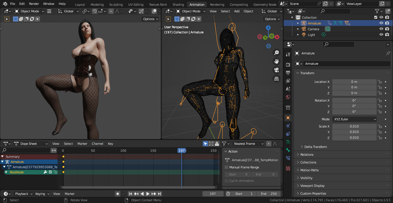 Hairy Naked Woman in Stockings  Low-poly 3D model_14