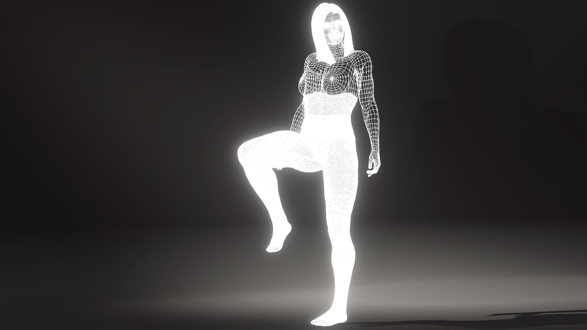 Hairy Naked Woman in Stockings  Low-poly 3D model_13
