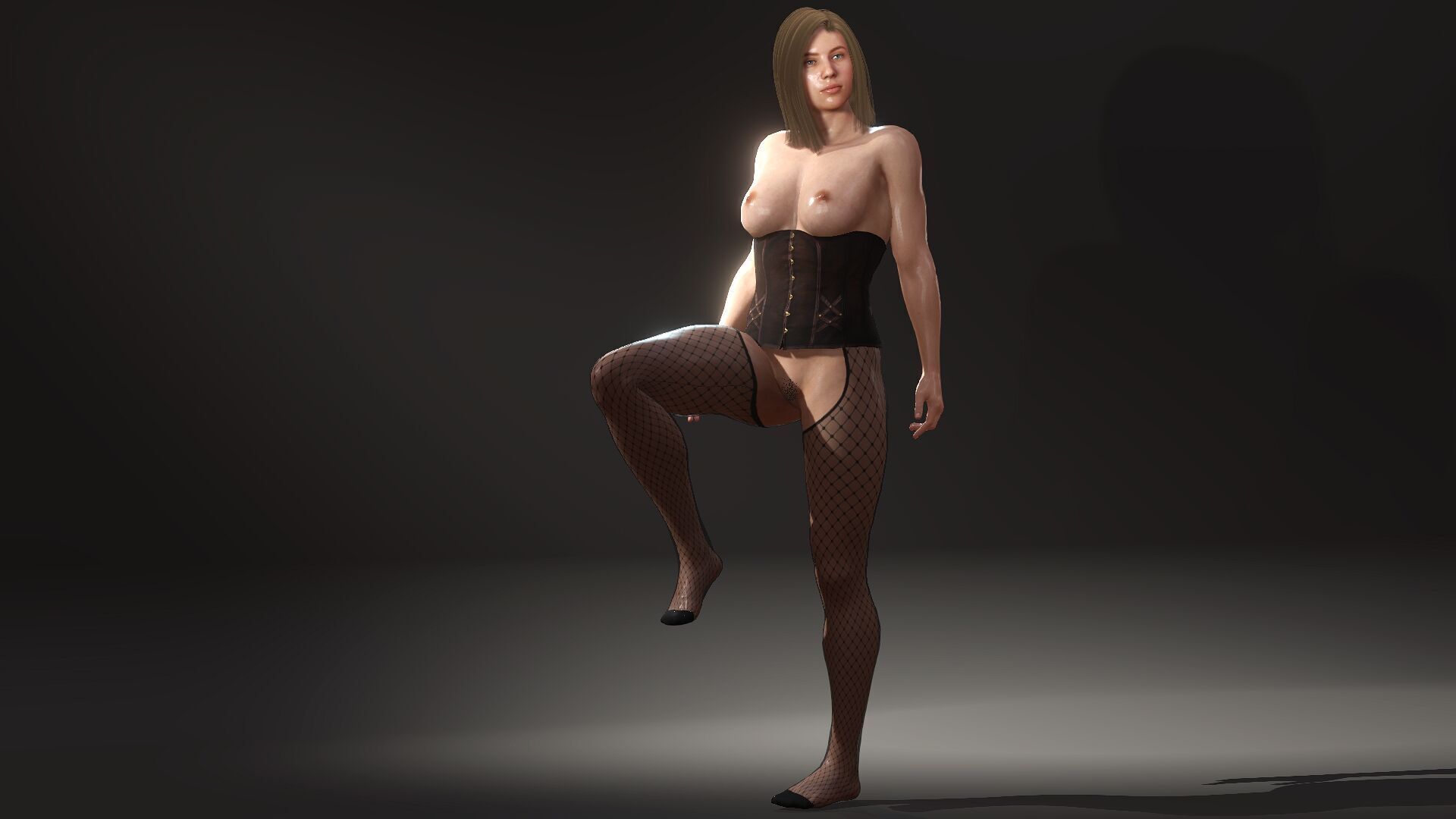 Hairy Naked Woman in Stockings  Low-poly 3D model_11