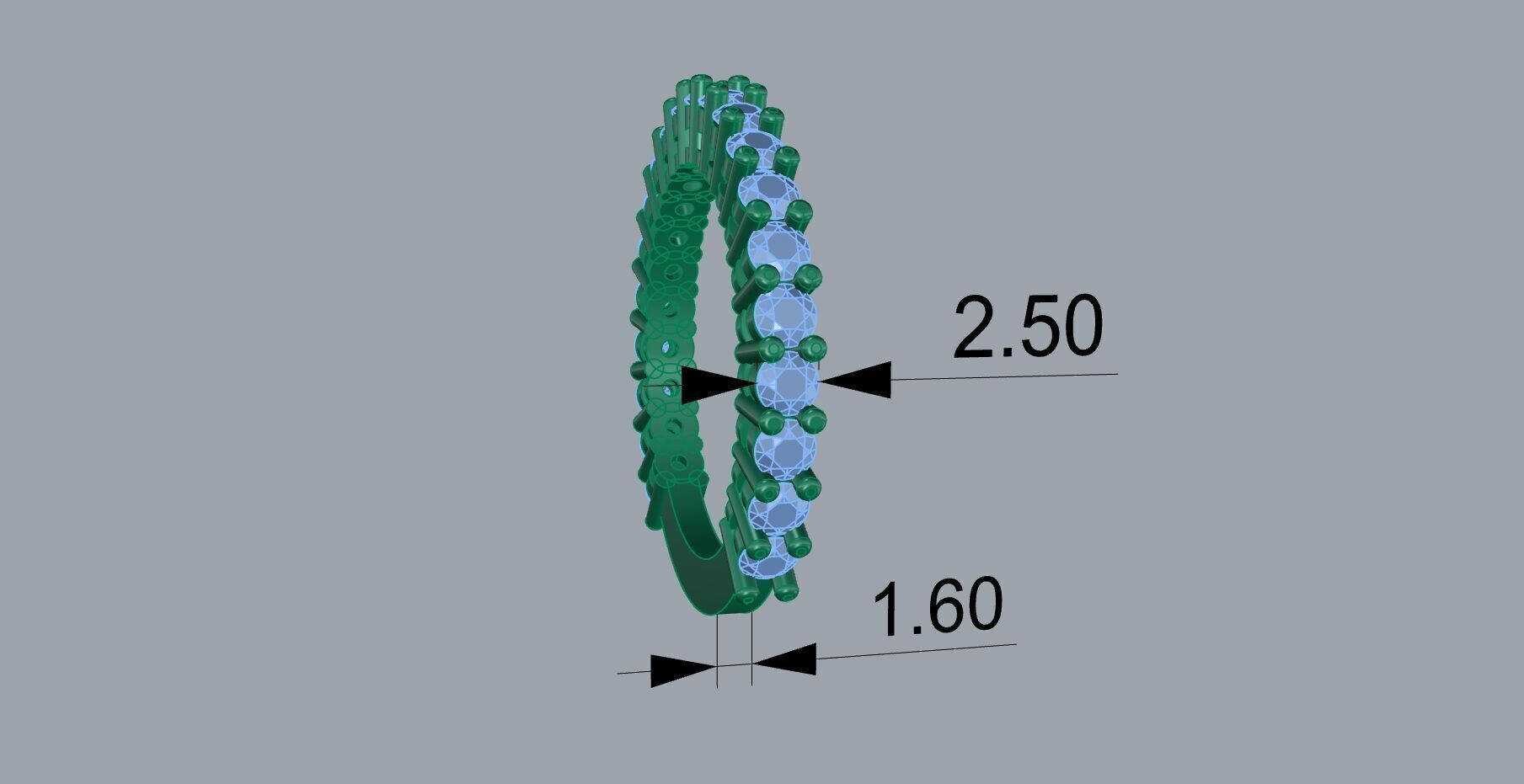 Ring with stones and pipes 3D print model_3