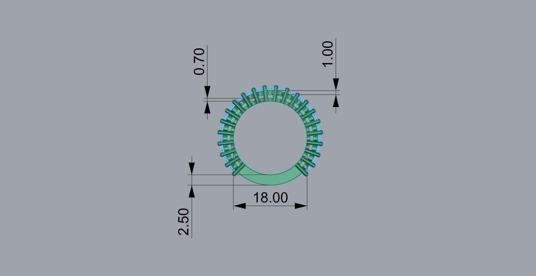 Ring with stones and pipes 3D print model_2