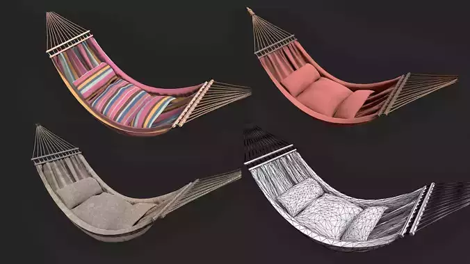 Hammock Low Poly 3 PBR texture versions