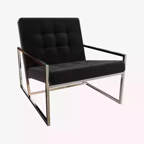 Modern Luxury Chair - Silver Metal  and Black Leather