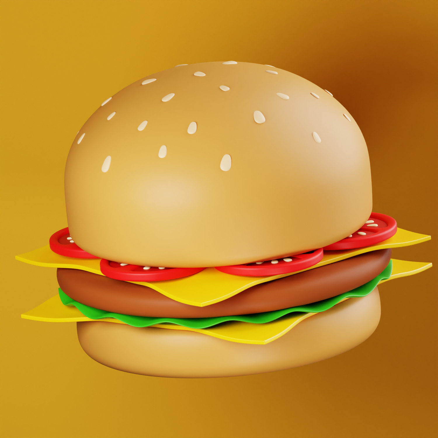 Burger Illustration 3D AR VR Lowpoly game ready model 3D model 3D model_9