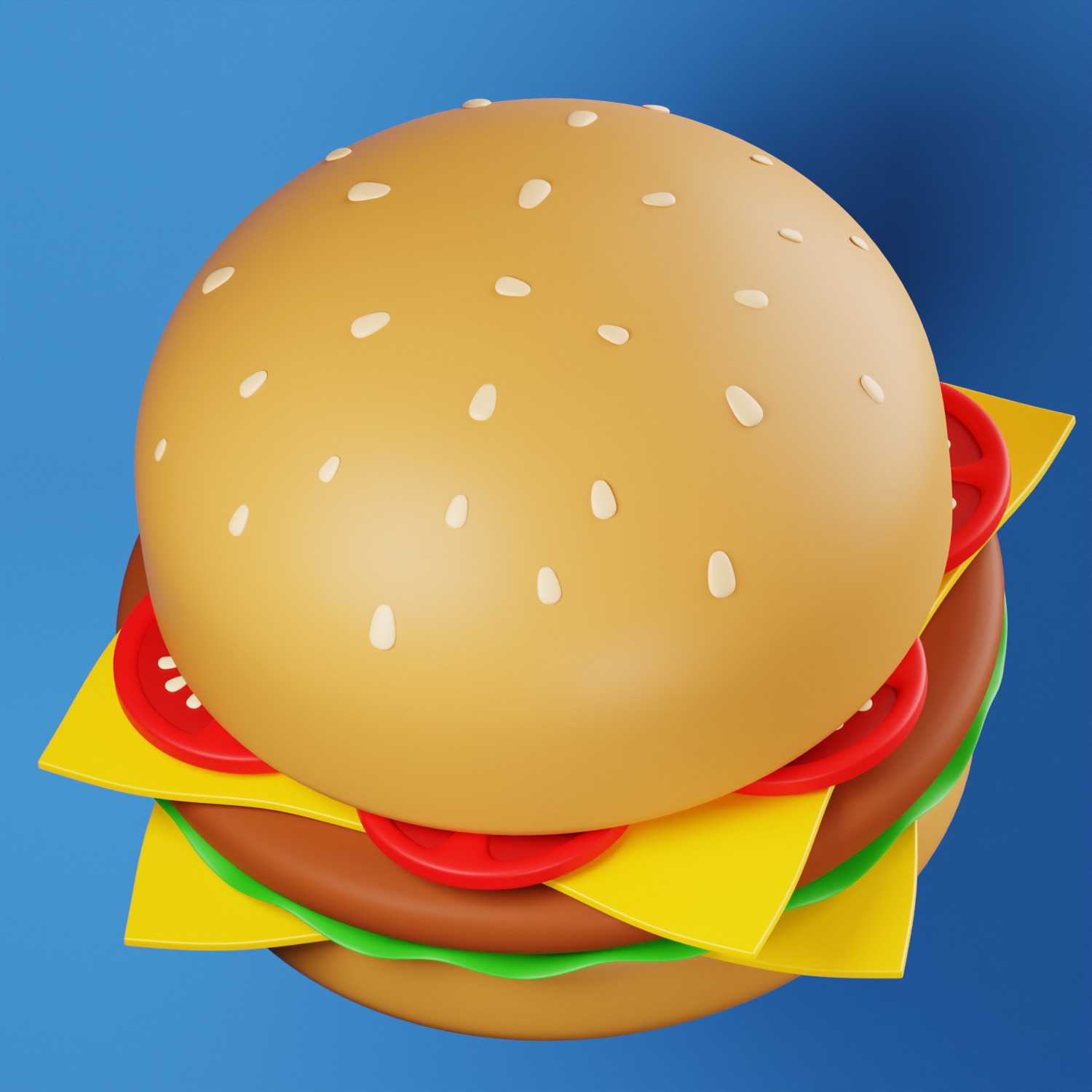 Burger Illustration 3D AR VR Lowpoly game ready model 3D model 3D model_2