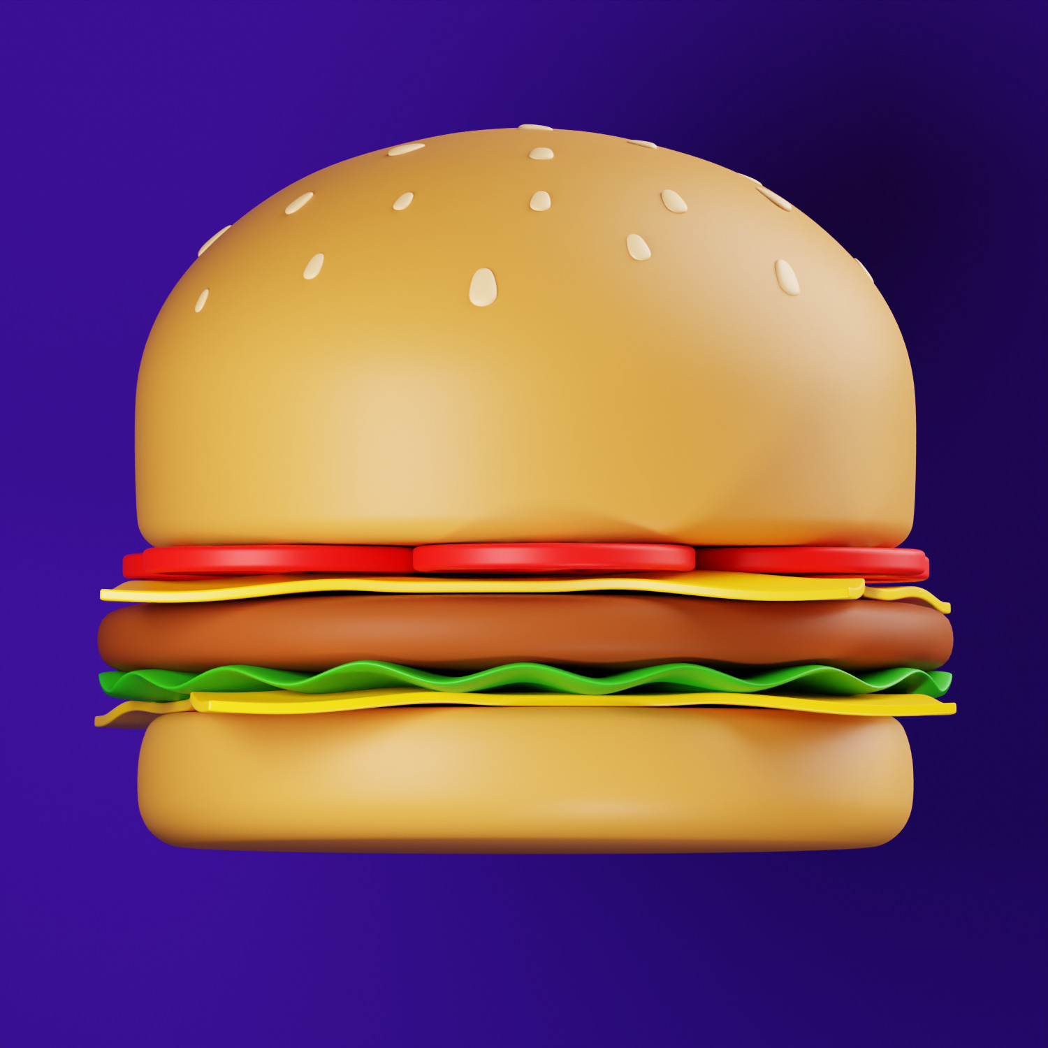 Burger Illustration 3D AR VR Lowpoly game ready model 3D model 3D model_5