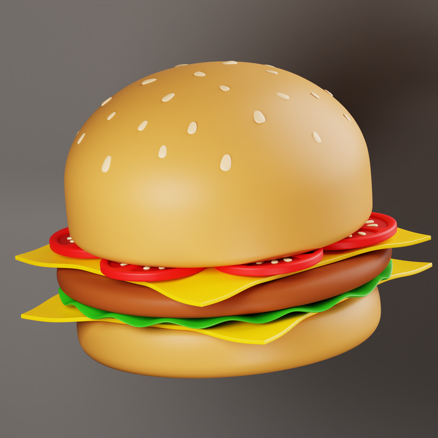 Burger Illustration 3D AR VR Lowpoly game ready model 3D model 3D model_7