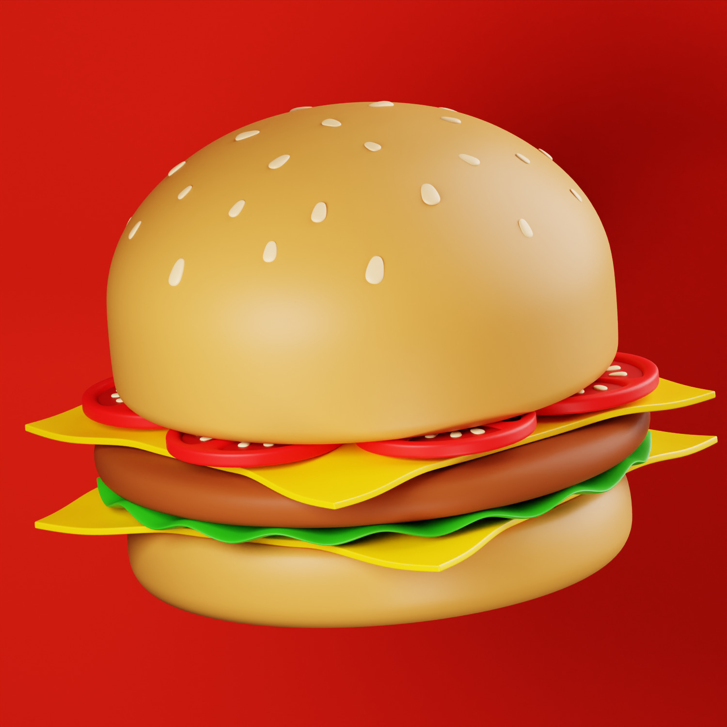 Burger Illustration 3D AR VR Lowpoly game ready model 3D model 3D model_8