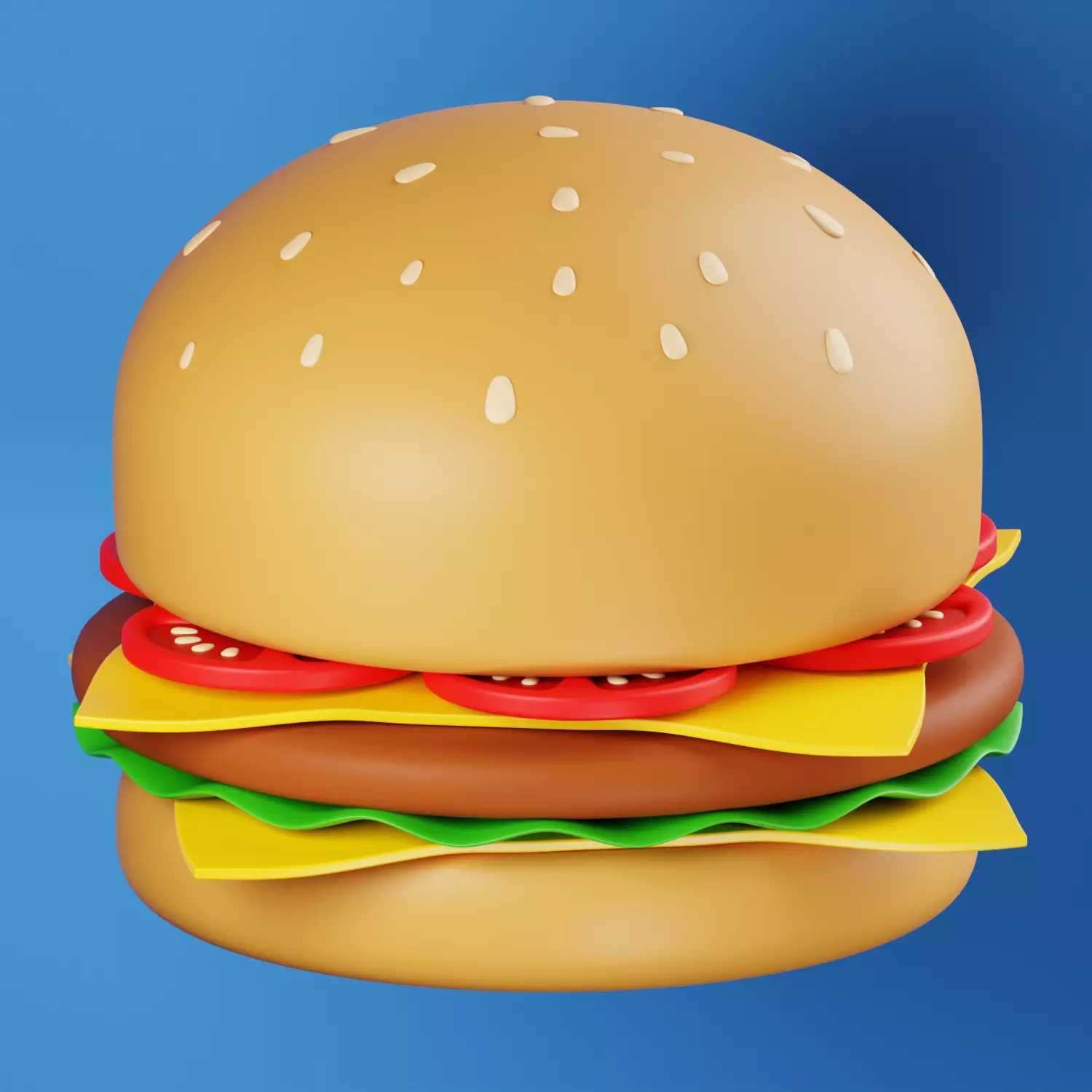 Burger Illustration 3D AR VR Lowpoly game ready model 3D model 3D model_0