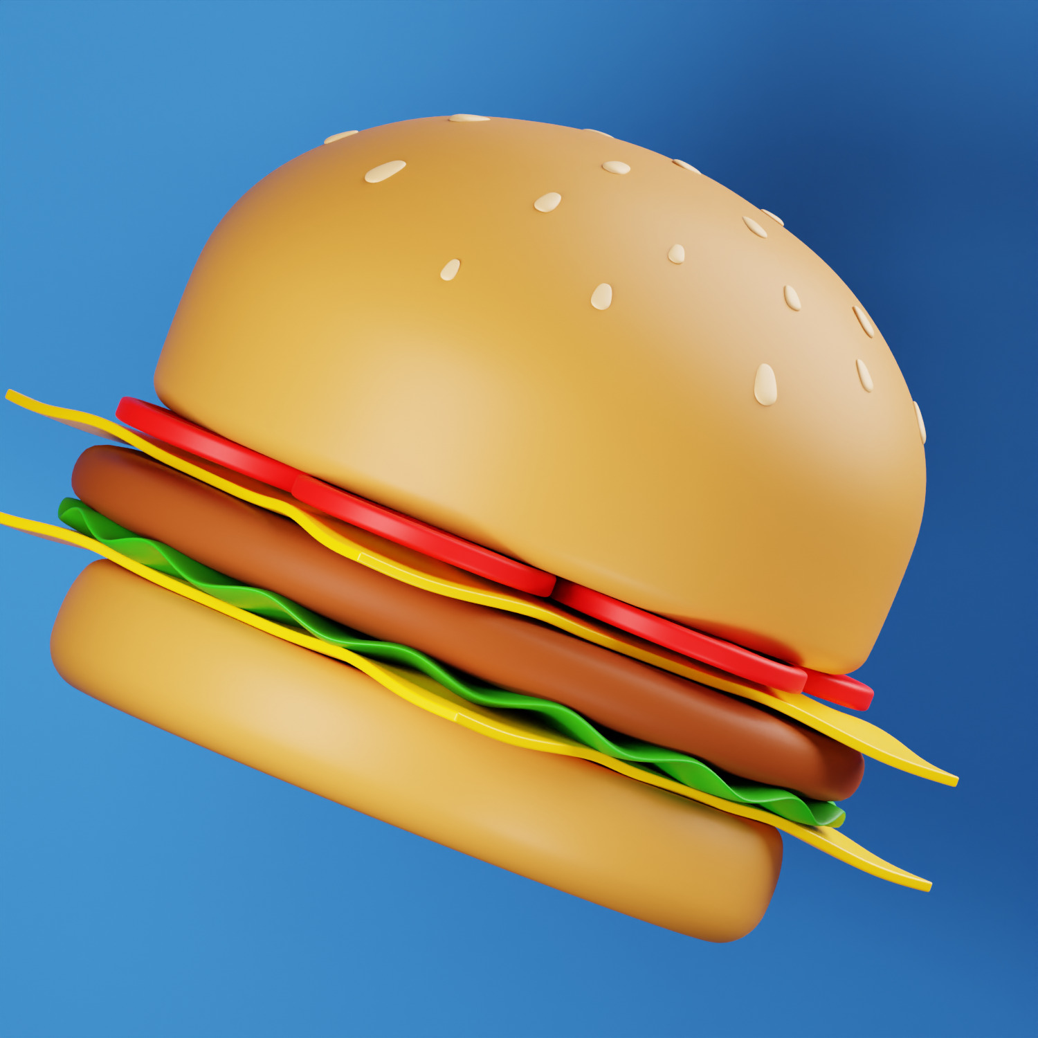 Burger Illustration 3D AR VR Lowpoly game ready model 3D model 3D model_3
