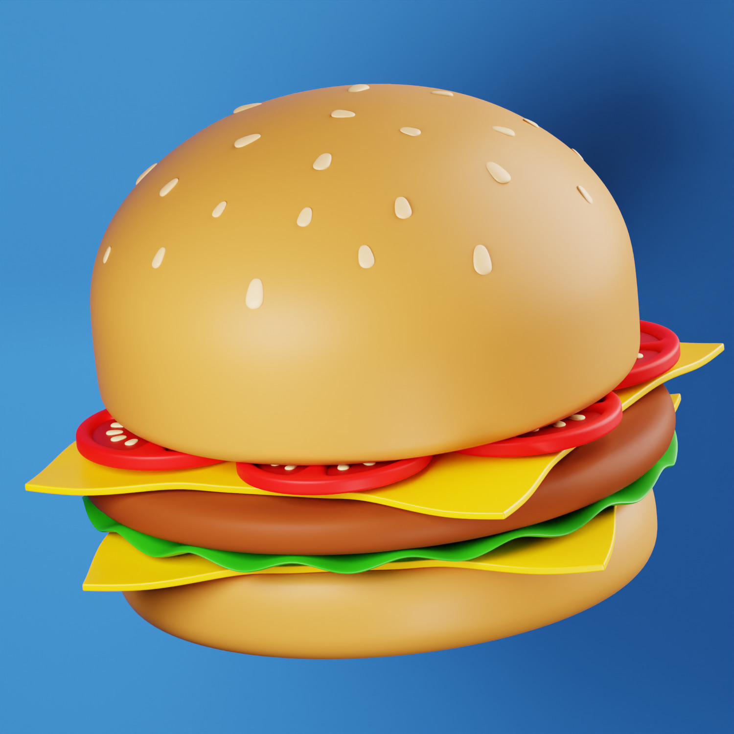 Burger Illustration 3D AR VR Lowpoly game ready model 3D model 3D model_1