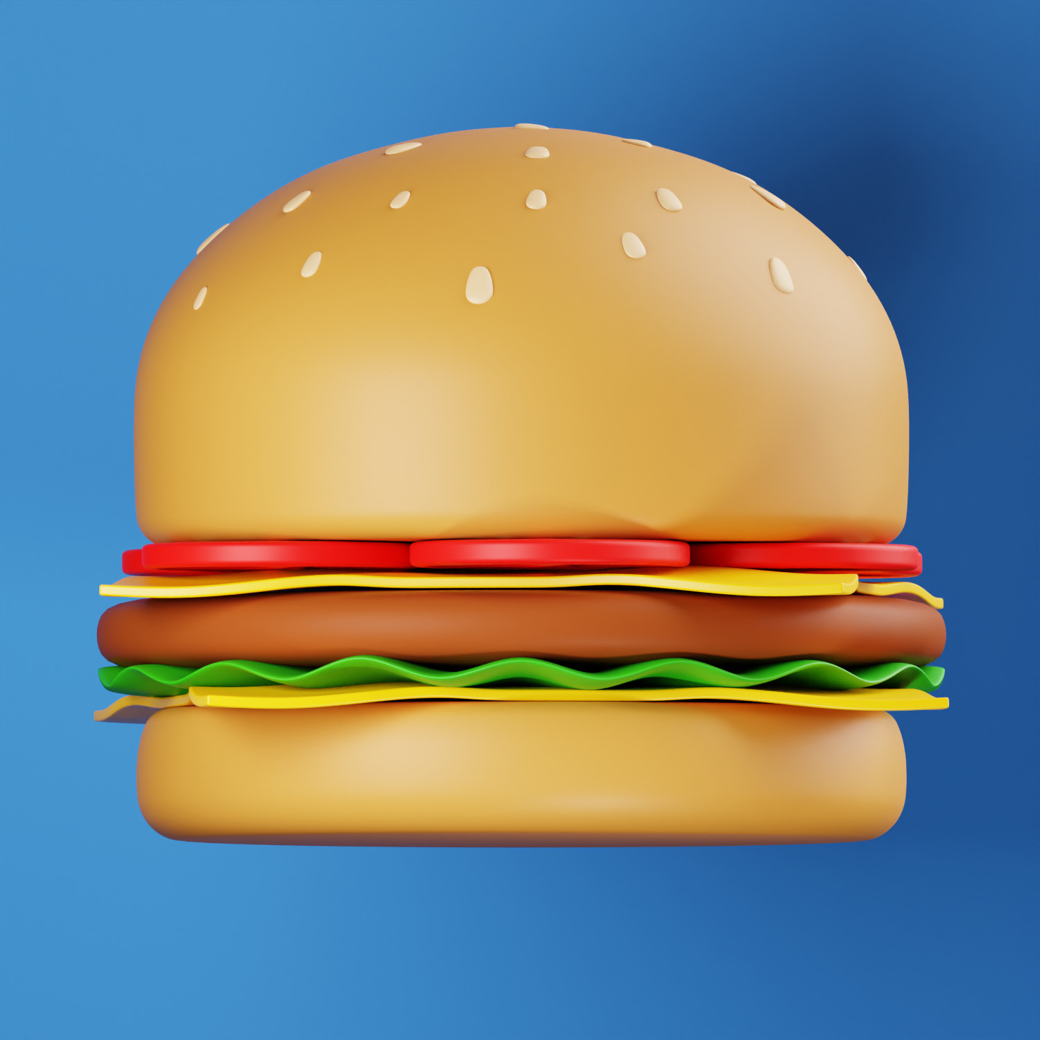 Burger Illustration 3D AR VR Lowpoly game ready model 3D model 3D model_4