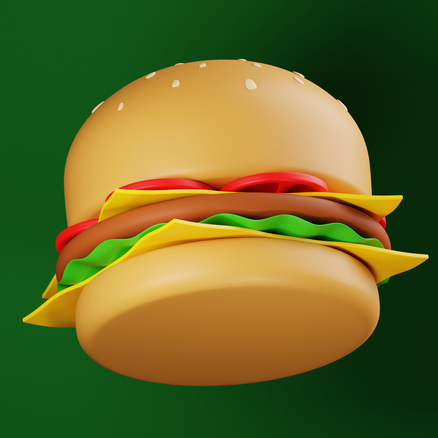 Burger Illustration 3D AR VR Lowpoly game ready model 3D model 3D model_6