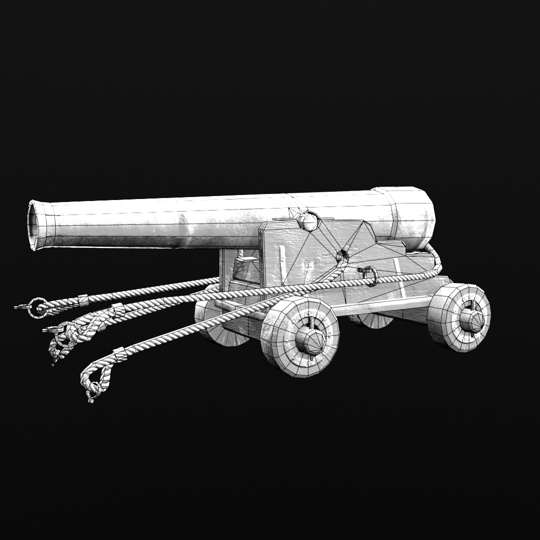 Low poly 3D model of an 18th century naval cannon Low-poly 3D model_6
