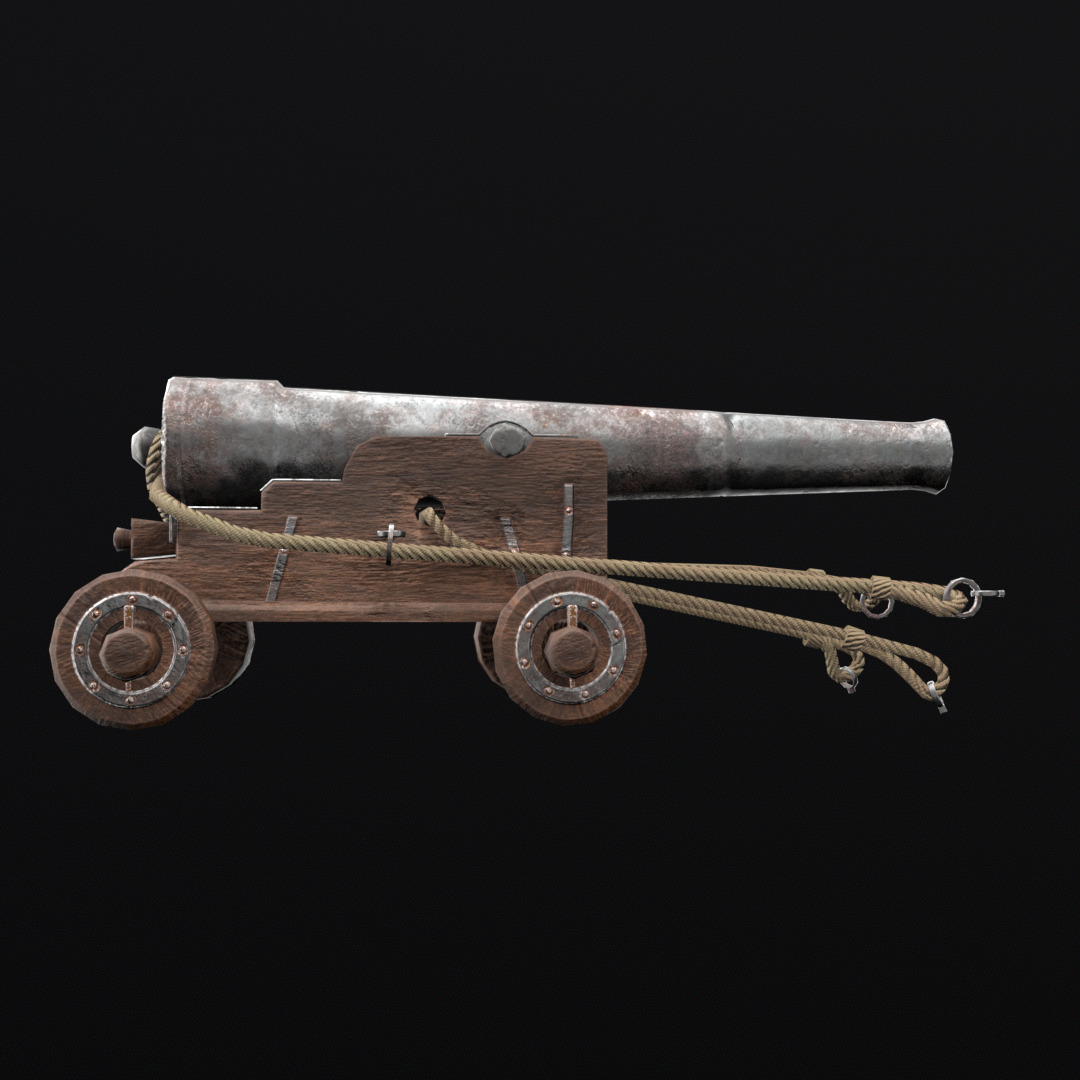 Low poly 3D model of an 18th century naval cannon Low-poly 3D model_5