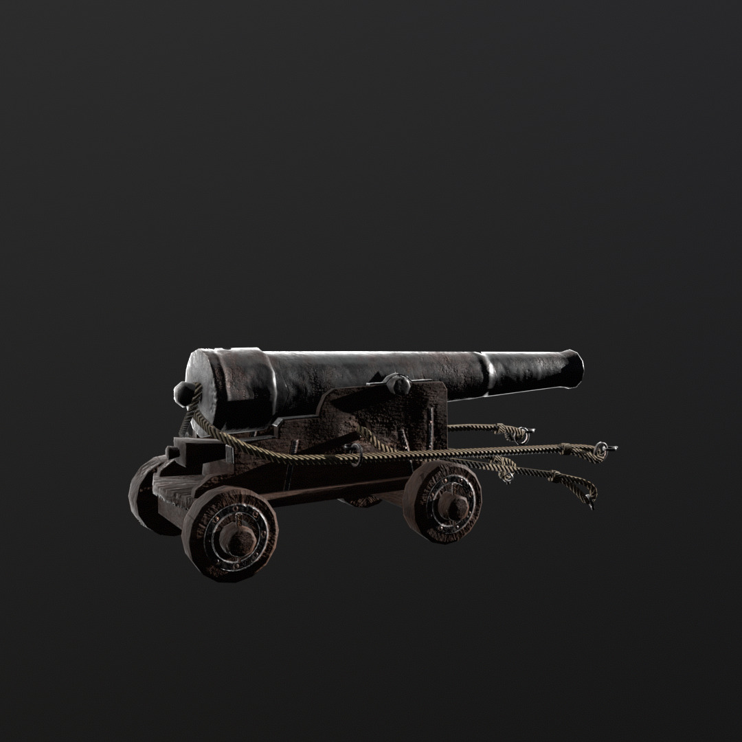 Low poly 3D model of an 18th century naval cannon Low-poly 3D model_3