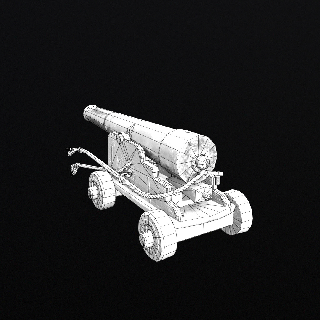 Low poly 3D model of an 18th century naval cannon Low-poly 3D model_7