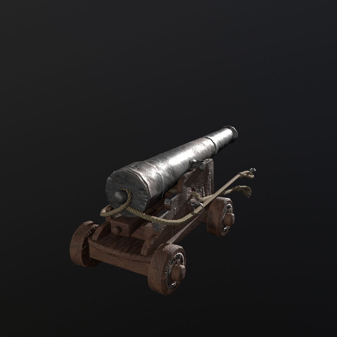 Low poly 3D model of an 18th century naval cannon Low-poly 3D model_2
