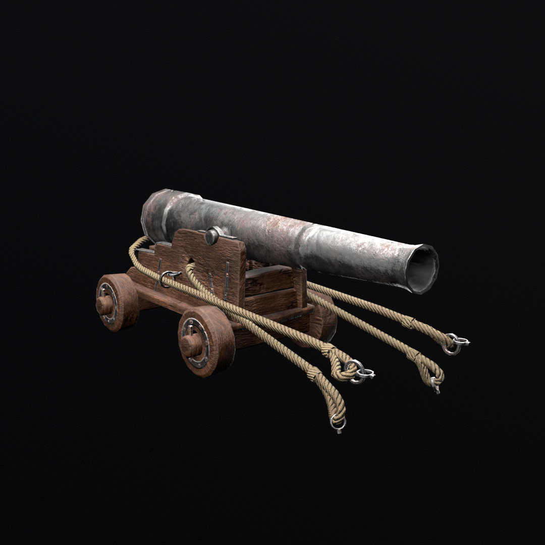 Low poly 3D model of an 18th century naval cannon Low-poly 3D model_4