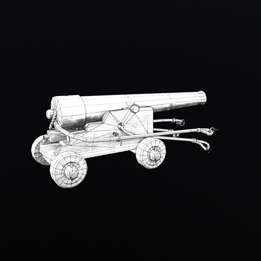 Low poly 3D model of an 18th century naval cannon Low-poly 3D model_8