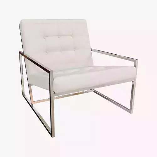  Modern Luxury Chair - Silver Metal and White Leather