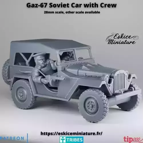 GAZ-67 soviet car with crew - 28mm